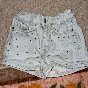 Primark kids Embellished Light Blue Denim Shorts sz2-3